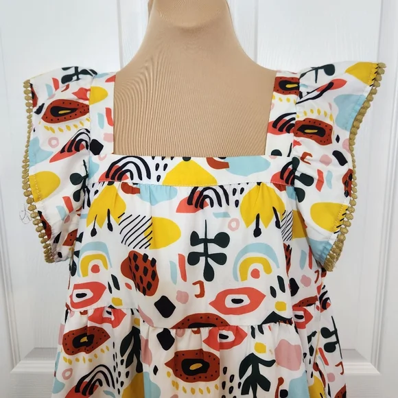THML Multicolor Dress Flutter Sleeve with Abstract Design Size Small - Picture 3 of 11